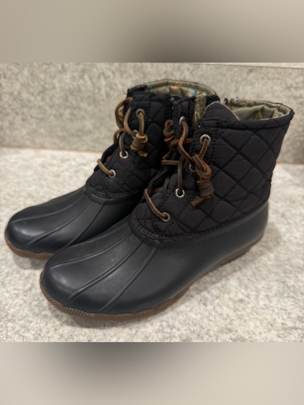 Sperry Saltwater Quilted Duck Boots Black Women’s 7.5